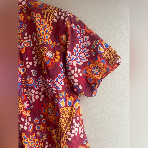 La DoubleJ Dress Bowling Floral Orange Relaxed Maxi Shirtdress Taranta Medium - Picture 6 of 16